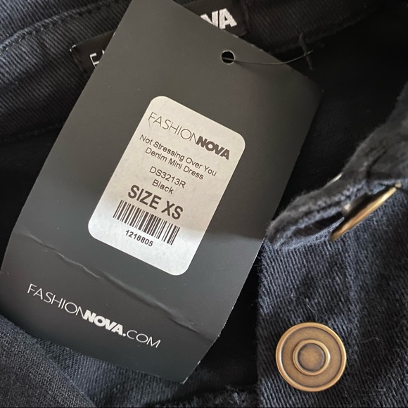 NEW Fashion Nova Not Stressing Over You Denim Mini Dress SZ XS in Black - Picture 8 of 11